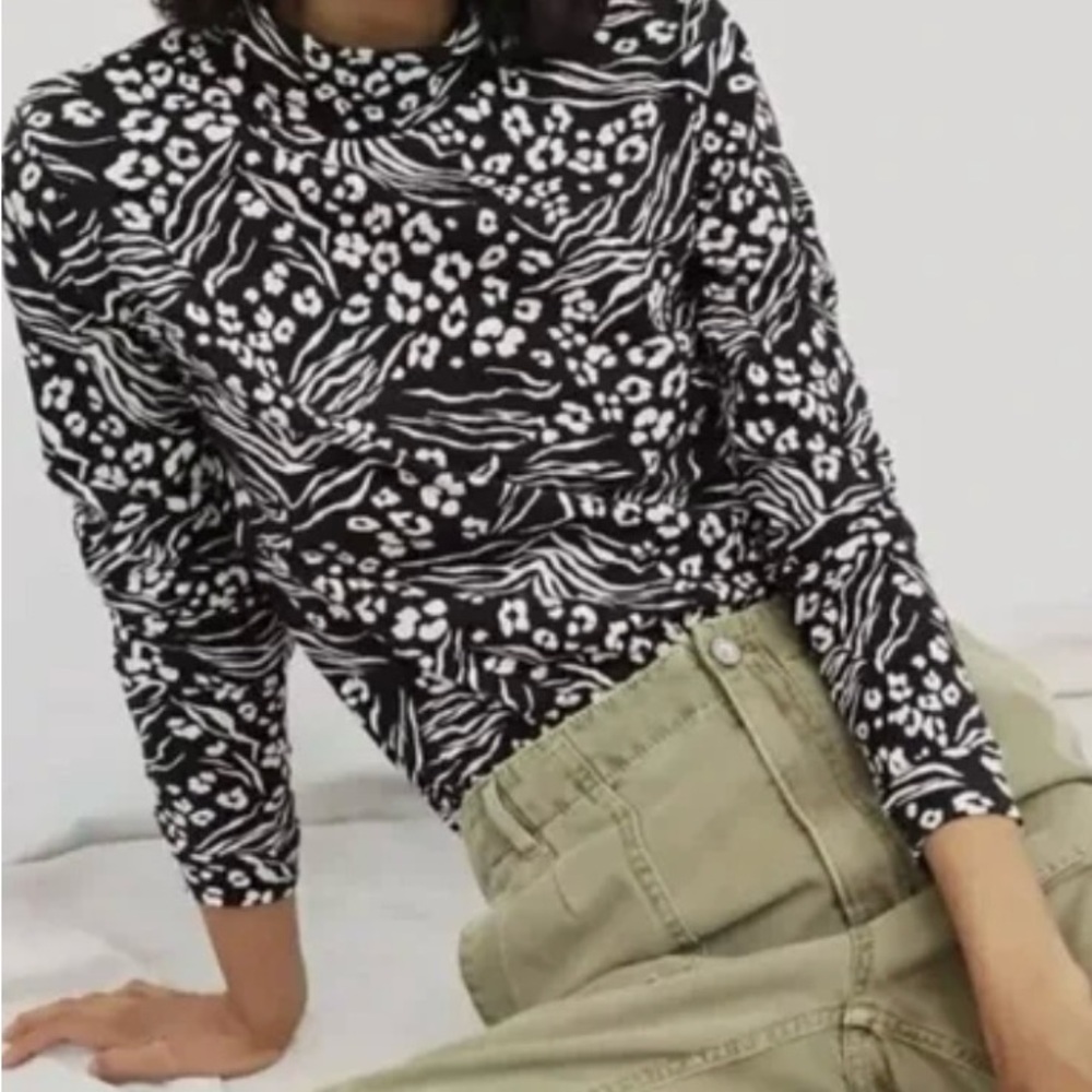 NWT Anthropologie Zebra Print Black and White Top